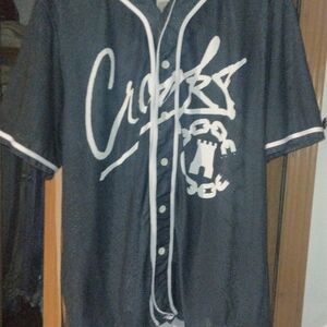 Black and White Crooks And Castle Short-Sleeve Baseball Jersey Shirt - XL